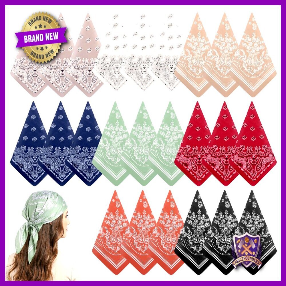 24 Pcs Satin Square Scarves 27" Silk-Feel Head Neck Hair Wraps